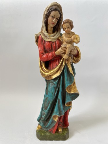 Holzfigur madonna mit kind - mit,