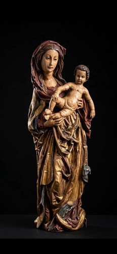 Holzfigur maria mit kind - holzfigur,